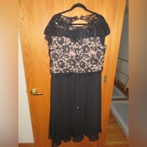 City Chic Elegant Black and Cream Lace Two Piece Dress